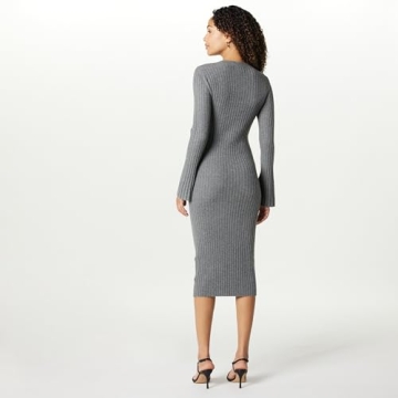 The Drop Women's Fernanda Bell Sleeve Ribbed Sweater Dress