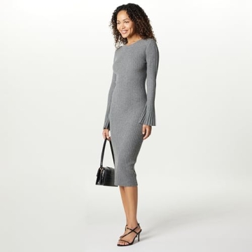 The Drop Women's Fernanda Bell Sleeve Ribbed Sweater Dress