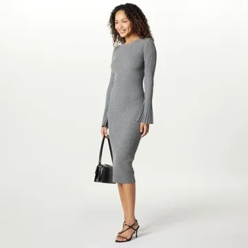 The Drop Women's Fernanda Bell Sleeve Ribbed Sweater Dress