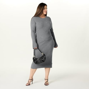 The Drop Women's Fernanda Bell Sleeve Ribbed Sweater Dress
