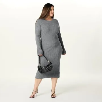 The Drop Women's Fernanda Bell Sleeve Ribbed Sweater Dress