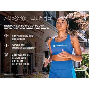 Champion Women's Absolute Eco V Neck Shape Sports Bra, Paris Nude, Small