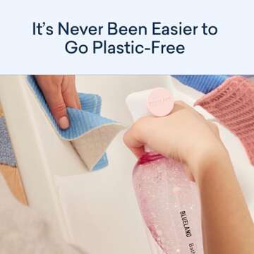 BLUELAND Bathroom Cleaner, Starter Set, Eucalyptus Mint Scent, Spray Bottle with 4 Refill Tablets, E...