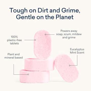 BLUELAND Bathroom Cleaner, Starter Set, Eucalyptus Mint Scent, Spray Bottle with 4 Refill Tablets, Eco-Friendly Cleaning Supplies, 4 x 24 Fl oz