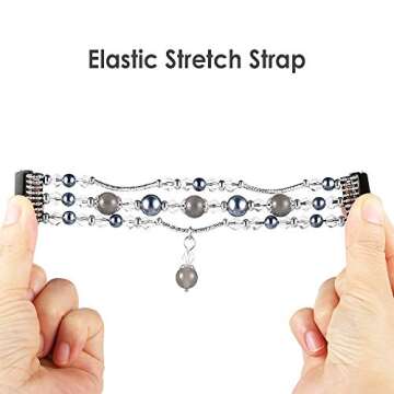 Simpeak Band Compatible with Fitbit Versa/Versa 2 / Versa Lite/Versa SE Smartwatch,Bracelet Elastic Beaded Pearl Band Replacement for Fitbit Versa,Women, Black