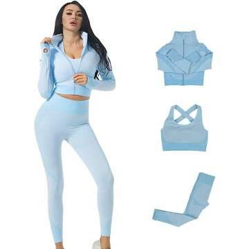 Veriliss 3pcs Seamless Workout Sets for Women - Gym & Yoga Fashion