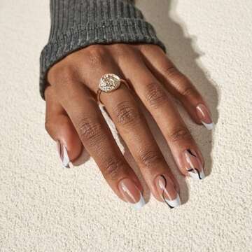 BTArtboxnails French Gel Nail Tips - French Tip Press on Nails Brown Short Coffin 3 in 1 XCOATTIPS Pre-applied Tip Primer & Base Coat, No Need to File Fake Nails