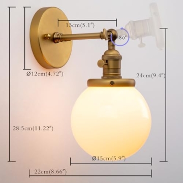 PERMO Vintage Industrial Wall Sconce with Hand Blown Glass Shade