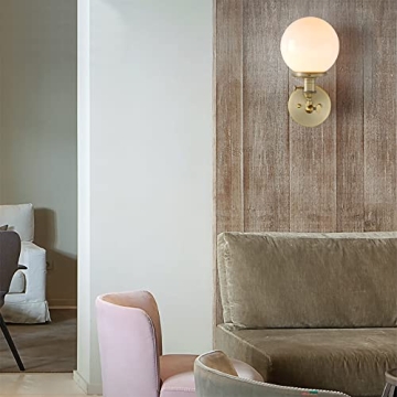 PERMO Vintage Industrial Wall Sconce with Hand Blown Glass Shade