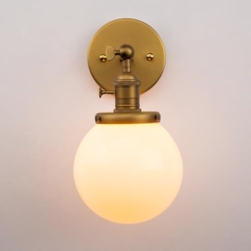 PERMO Vintage Industrial Wall Sconce with Hand Blown Glass Shade