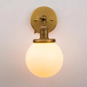 PERMO Vintage Industrial Wall Sconce with Hand Blown Glass Shade