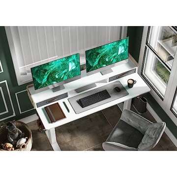Claiks Standing Desk with Storage - Electric Adjustable Height Desk