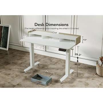 Claiks Adjustable Electric Standing Desk with Storage