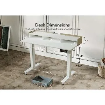 Claiks Adjustable Electric Standing Desk with Storage
