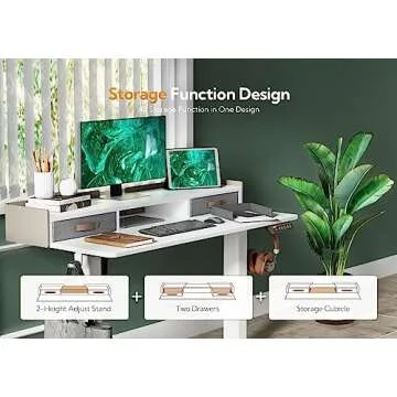 Claiks Adjustable Electric Standing Desk with Storage