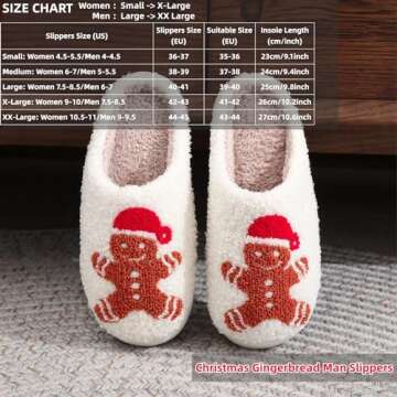 Christmas Slippers Gingerbread Man Fuzzy Slippers for Womens Men Winter Warm House Couple Slippers S...