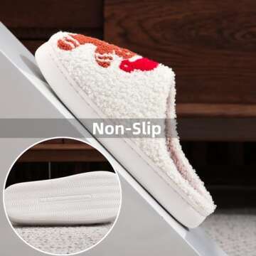 Christmas Slippers Gingerbread Man Fuzzy Slippers for Womens Men Winter Warm House Couple Slippers Shoes Cozy Indoor Home Slippers Bedroom Fluffy Slippers (Medium,Gingerbread Man,Medium,Medium,Women)