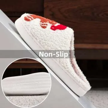 Christmas Slippers Gingerbread Man Fuzzy Slippers for Womens Men Winter Warm House Couple Slippers Shoes Cozy Indoor Home Slippers Bedroom Fluffy Slippers (Medium,Gingerbread Man,Medium,Medium,Women)