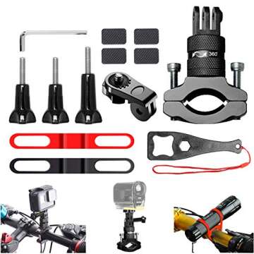 8in1 Aluminum Alloy 360° Roatary Action Camera Bike Motorcycle Handlebar Clamp Mount Kit Motion Spo...