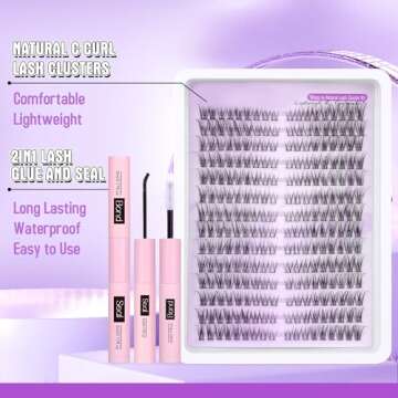 PHKERATA Wispy Lash Extension Kit Natural Lash Clusters Kit C Curl DIY Eyelash Extensions Kit 252 pc...
