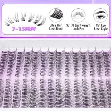 PHKERATA Wispy Lash Extension Kit Natural Lash Clusters Kit C Curl DIY Eyelash Extensions Kit 252 pcs Individual Lashes Clusters Wispy Eyelash Clusters with Lash Bond and Seal at Home Cat Eye Cluster