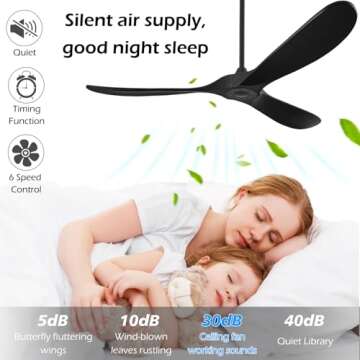 BOOSANT 72" Outdoor Ceiling Fans for Patios, Matte Black Ceiling Fans Without Lights, 3 Blades Wood Ceiling Fan with No Light by Remote Control Wet Rated for Indoor Outdoor, Porch, Farmhouse, Bedroom