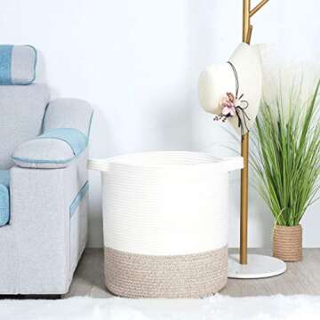 MINTWOOD 18x16 Inch Cotton Rope Storage Basket for Home