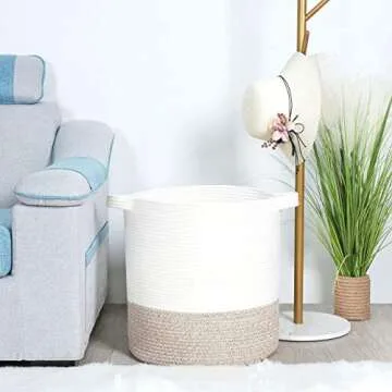MINTWOOD 18x16 Inch Cotton Rope Storage Basket for Home