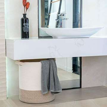 MINTWOOD 18x16 Inch Cotton Rope Storage Basket for Home