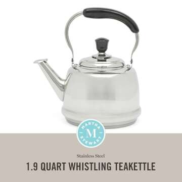 Martha Stewart Kingstree Large 2 Qt Heavy Gauge Whistling Tea Kettle - Stainless Steel