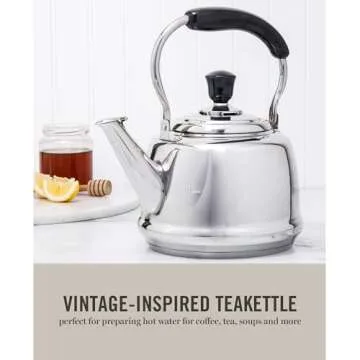 Martha Stewart Kingstree Large 2 Qt Heavy Gauge Whistling Tea Kettle - Stainless Steel