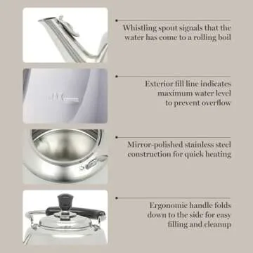 Martha Stewart Kingstree Large 2 Qt Heavy Gauge Whistling Tea Kettle - Stainless Steel