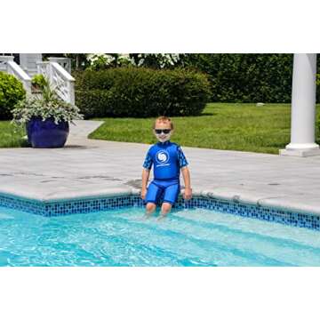SWIMLINE Blue Swim Trainer Floating Vest Suit For Kids & Toddlers Ages 1-3 Boys/Girls -Comfortable Z...