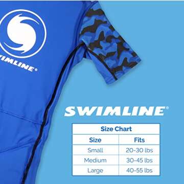 SWIMLINE Blue Swim Trainer Floating Vest Suit For Kids & Toddlers Ages 1-3 Boys/Girls -Comfortable Zip Up Buoyant Foam Swimming Life Jackets Puddle Jumpers 20-30 Pounds Lbs Children Learning Swimwear