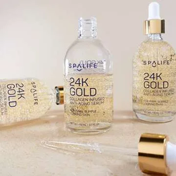 SpaLife Nourishing Anti-Aging Gold & Silver Serums (Anti-Aging 24k Gold & Collagen) 110 ml (3.7 Fl. Oz.) - Boosts Firmness, Hydration, and Radiance