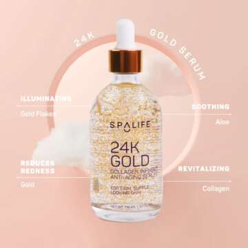 SpaLife Nourishing Anti-Aging Gold & Silver Serums (Anti-Aging 24k Gold & Collagen) 110 ml (3.7 Fl. Oz.) - Boosts Firmness, Hydration, and Radiance