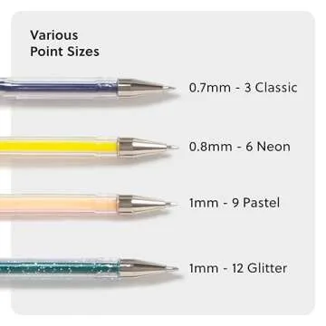 U Brands Metallic Gel Pens, Set of 30, Assorted Point Sizes, Glitter, Pastel, Neon and Classic Assorted Colors