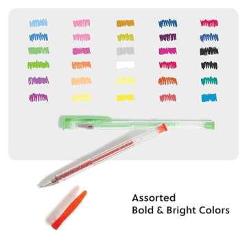 U Brands Metallic Gel Pens, Set of 30, Assorted Point Sizes, Glitter, Pastel, Neon and Classic Assorted Colors