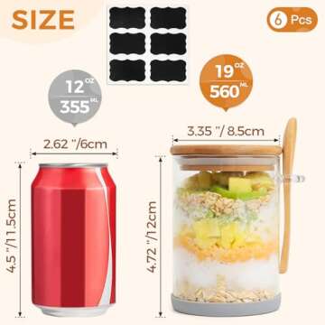 ComSaf 19oz Glass Jars with Lids and Spoons Set of 6, Sugar Coffee Containers Salt Spice Jars, Jars with Spoons for Loose Tea, Candy, Brown Sugar, Nuts, Overnight Oats Containers with Lids