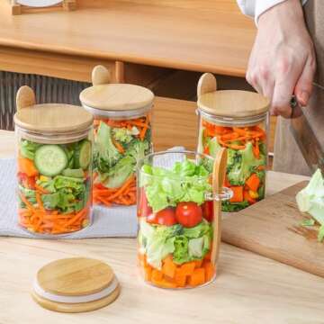 ComSaf 19oz Glass Jars with Lids and Spoons Set of 6, Sugar Coffee Containers Salt Spice Jars, Jars with Spoons for Loose Tea, Candy, Brown Sugar, Nuts, Overnight Oats Containers with Lids