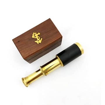 6 Handheld Brass Telescope with Wooden Box - Explore