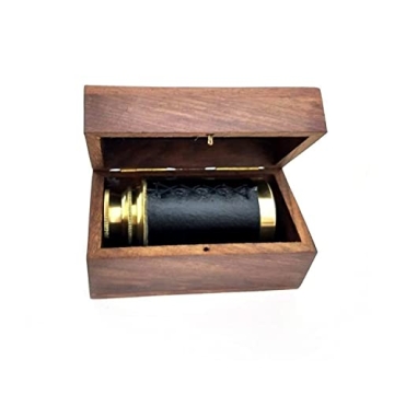 6 Handheld Brass Telescope with Wooden Box - Explore