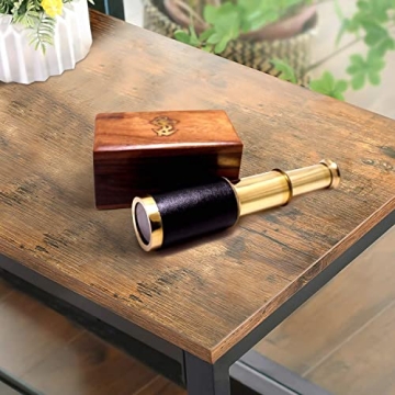 6 Handheld Brass Telescope with Wooden Box - Explore