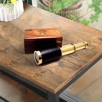 6 Handheld Brass Telescope with Wooden Box - Explore