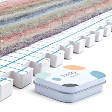 KnitIQ Strong Stainless Steel T-Pins for Blocking Knitting, Crochet & Sewing Projects | 150 Units, 1.5 Inch Pin Needles | Comes with Hinged Reusable Tin (Classic Design)