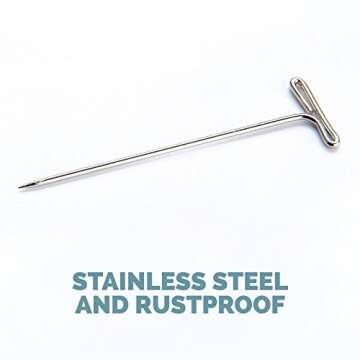 KnitIQ Strong Stainless Steel T-Pins for Blocking Knitting, Crochet & Sewing Projects | 150 Units, 1.5 Inch Pin Needles | Comes with Hinged Reusable Tin (Classic Design)