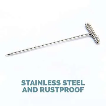 KnitIQ Strong Stainless Steel T-Pins for Blocking Knitting, Crochet & Sewing Projects | 150 Units, 1.5 Inch Pin Needles | Comes with Hinged Reusable Tin (Classic Design)
