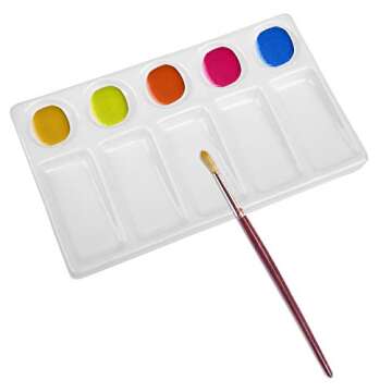 Jucoan 2 Pack 10-Well Ceramic Watercolor Painting Palette, 7-1/2 x 4-1/3-Inch Rectangle Porcelain Artist Paint Palette Mixing Tray for Watercolor, Gouache, Acrylic