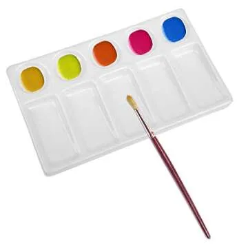 Jucoan 2 Pack 10-Well Ceramic Watercolor Painting Palette, 7-1/2 x 4-1/3-Inch Rectangle Porcelain Artist Paint Palette Mixing Tray for Watercolor, Gouache, Acrylic
