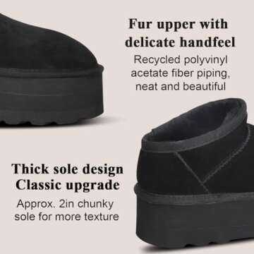 WICDIC Mini Boots For Women Short Ankle Genuine Suede Cozy Mule Platform Sneakers Classic Ultra Snow Anti-Slip Boot For Outdoor